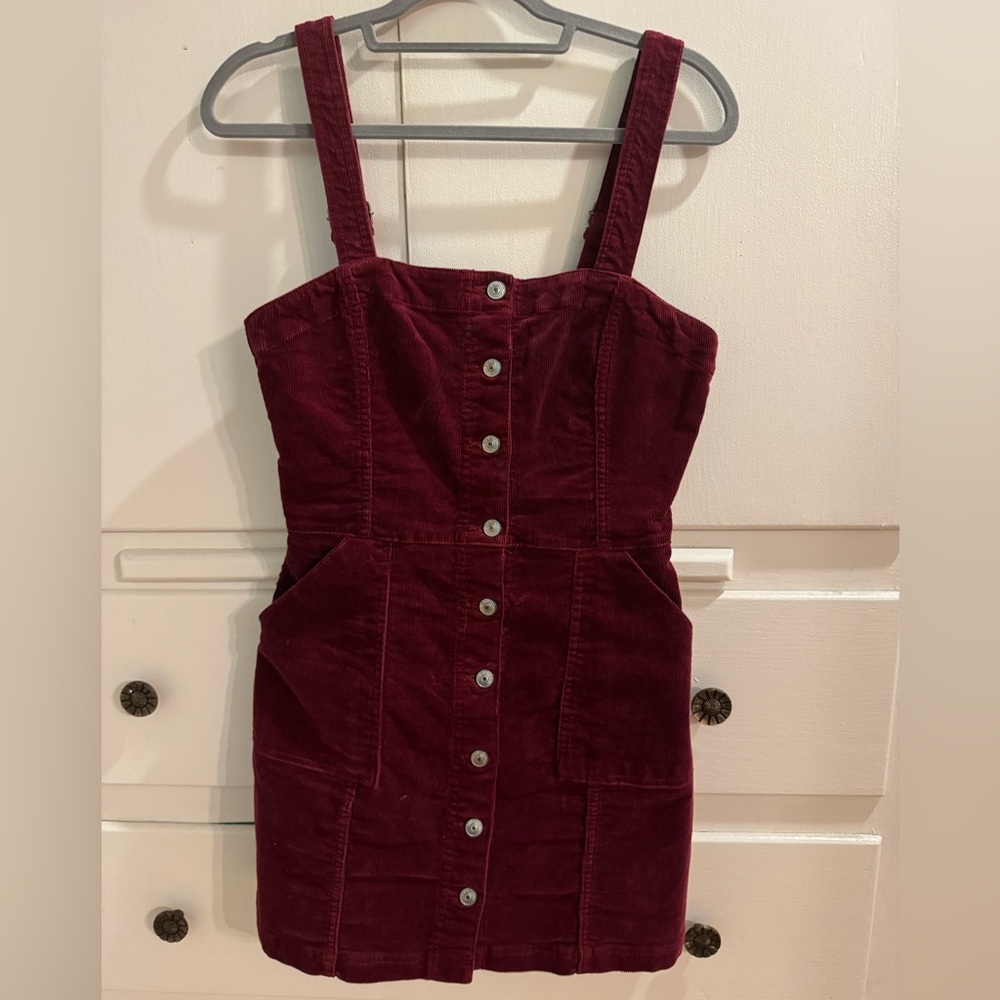 H&M Corduroy Button Up Dress with Adjustable Straps